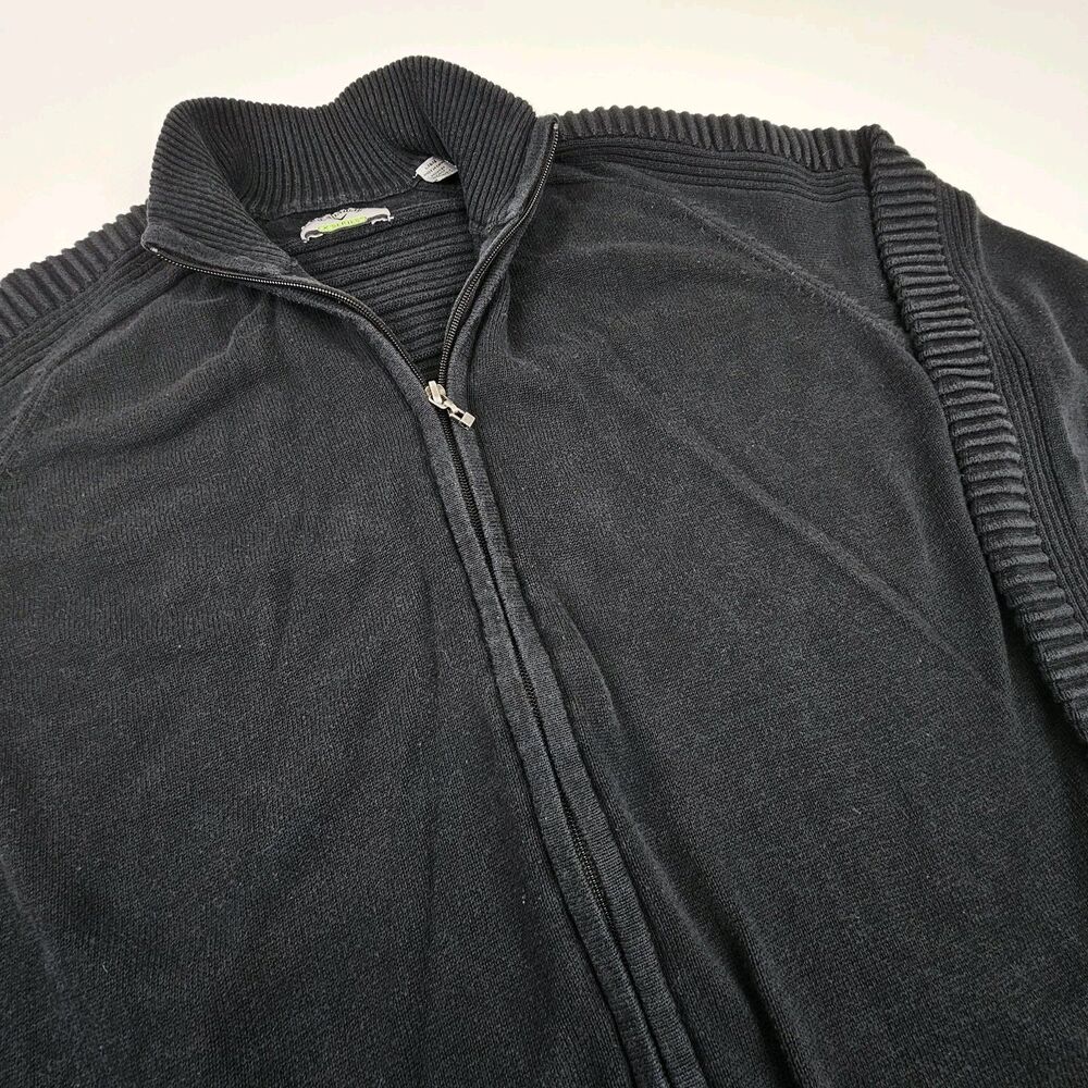 Callaway X Series Mens L Full Zip Golf Sweater Jacket Black Ribbed Performance